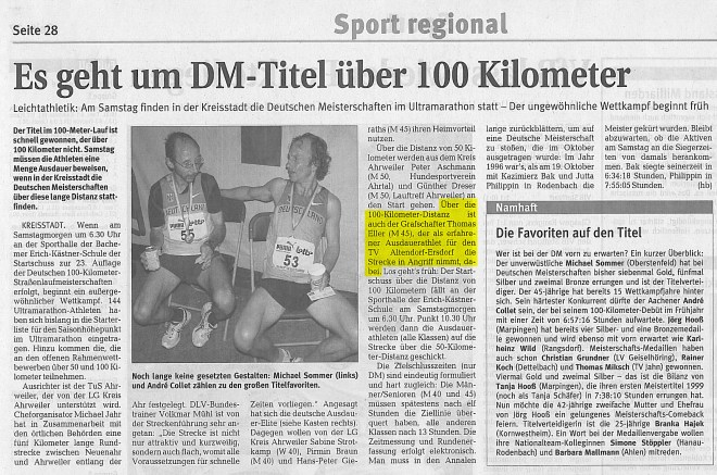 Deutsche Meisterschaft im 100km-Staßenlauf in Bad Neuenahr-Ahrweiler